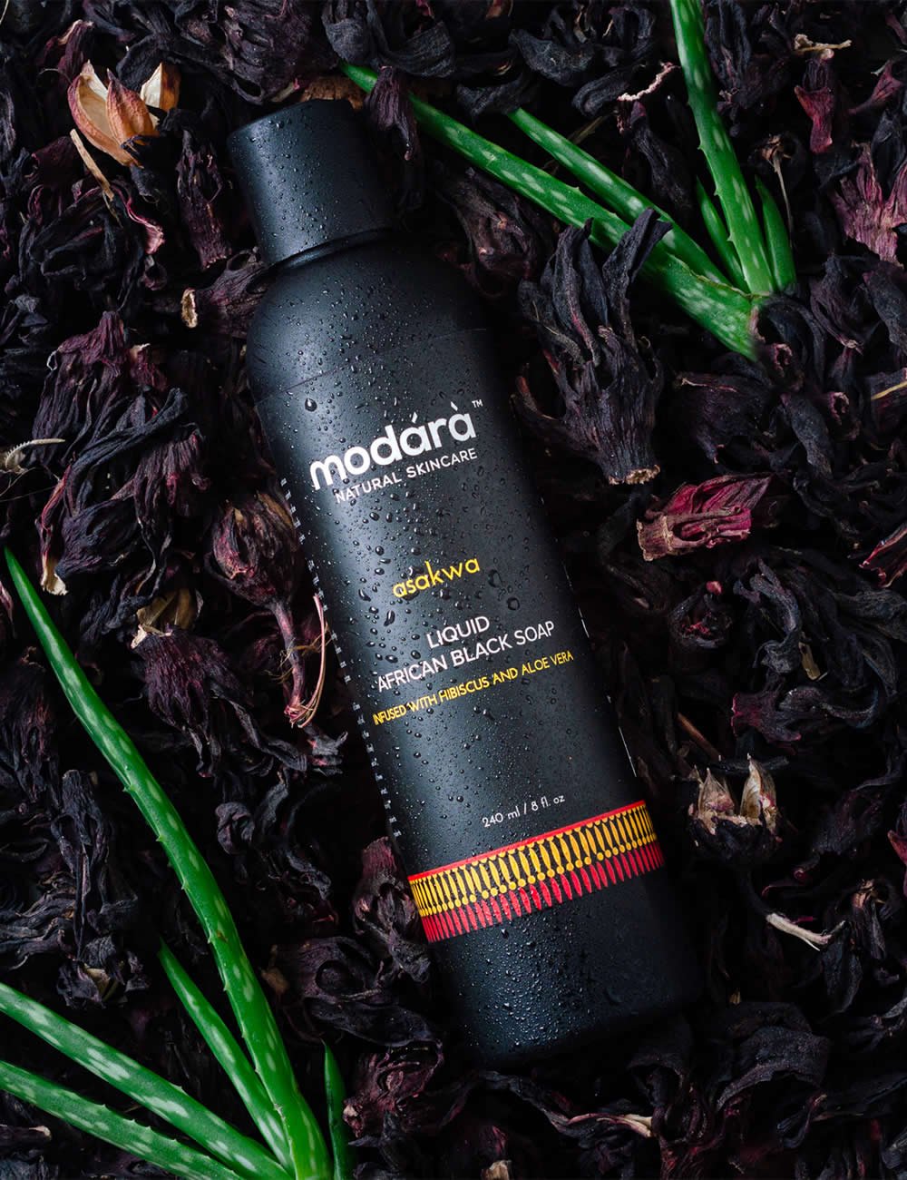 Asakwa Liquid African Black Soap with Hibiscus